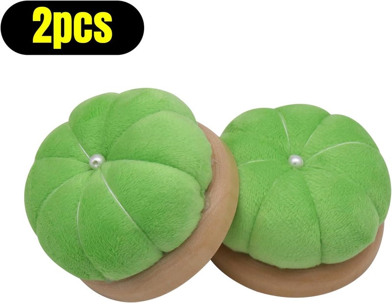 Uxney Pin Cushion,Wooden Sewing Pin Cushion Pincushion Needle Cushion for Sewing Quilting Needlework DIY Crafts(Green,2 PCS) - Image 3